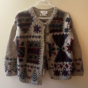 Talbots Petite Hand Knit Wool Cardigan